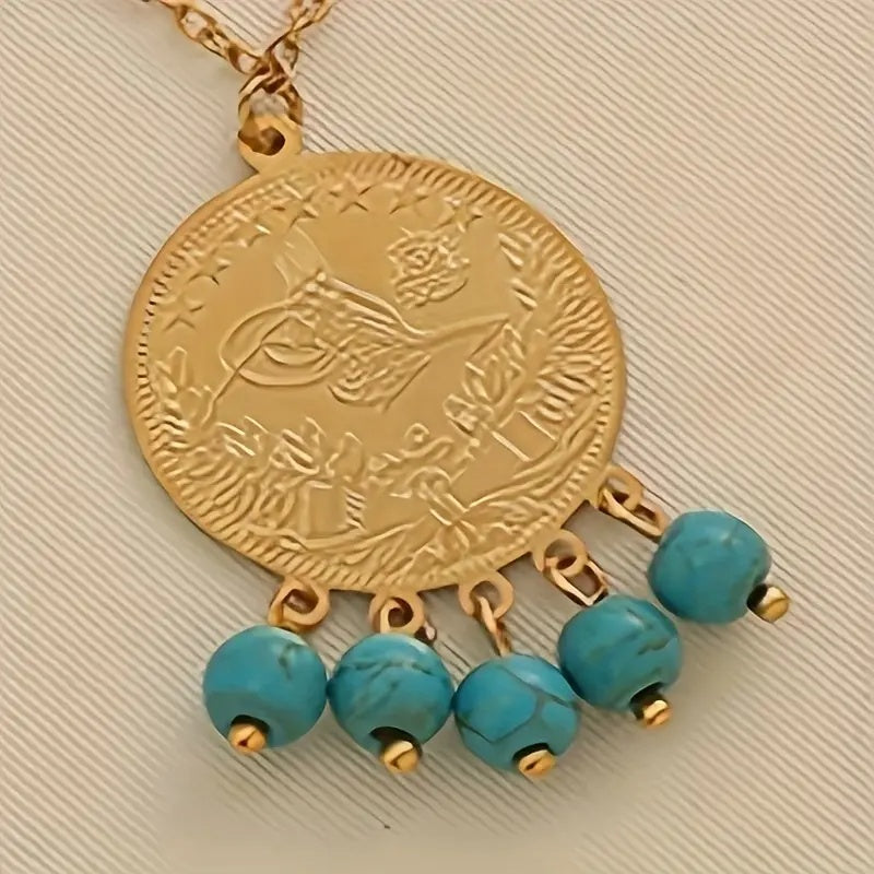 Schmuckset mit Goldmünzen und Türkis-Steinen - Eleganz und Stil in Einem