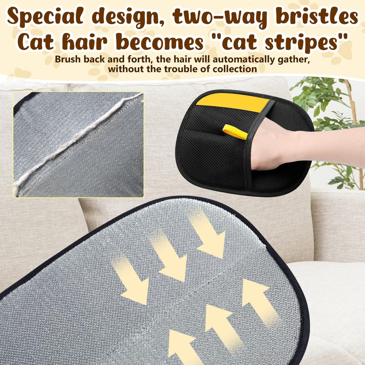 Magic Brush Pet Hair Remover Gloves for Cats & Dogs, Newly Upgraded Reusable Electrostatic Grooming Glove for Couch Furniture, Carpet, Curtain