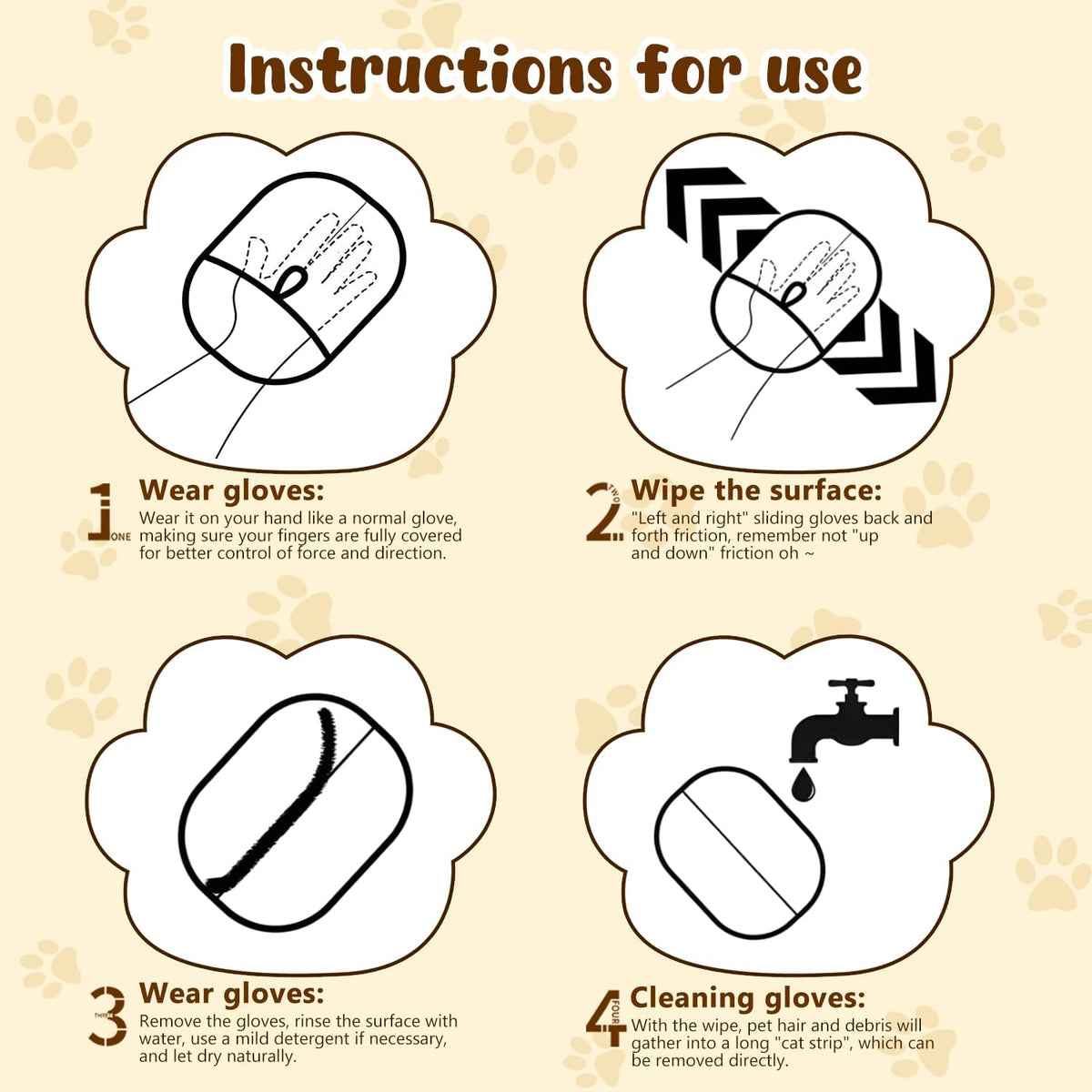Magic Brush Pet Hair Remover Gloves for Cats & Dogs, Newly Upgraded Reusable Electrostatic Grooming Glove for Couch Furniture, Carpet, Curtain