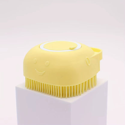 Silicone Pet Bath Brush with Shampoo Dispenser Dog Cat Grooming Massage Scrubber Soft Bristle Bathing Tool for Pet