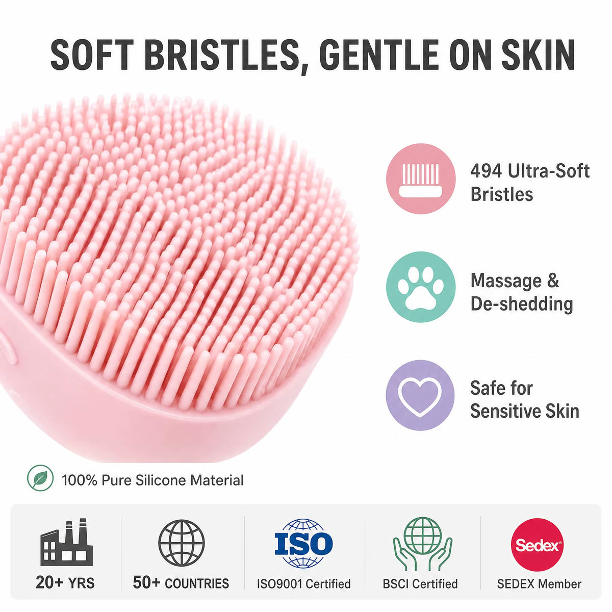 Silicone Pet Bath Brush with Shampoo Dispenser Dog Cat Grooming Massage Scrubber Soft Bristle Bathing Tool for Pet
