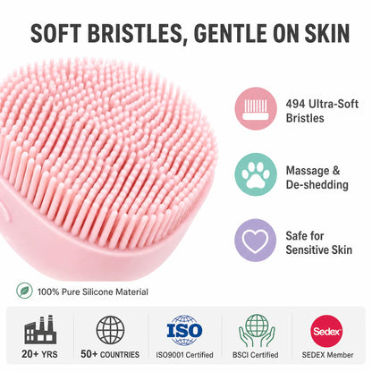 Silicone Pet Bath Brush with Shampoo Dispenser Dog Cat Grooming Massage Scrubber Soft Bristle Bathing Tool for Pet
